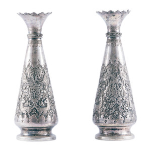 Set of Two Syrian Handmade Sterling Silver Vases
Circa 1900-1920