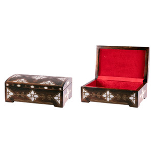 Beautiful Handmade Traditional Large Mother of Pearl / Engraved Wood / Inlaid Copper Wire Syrian Box