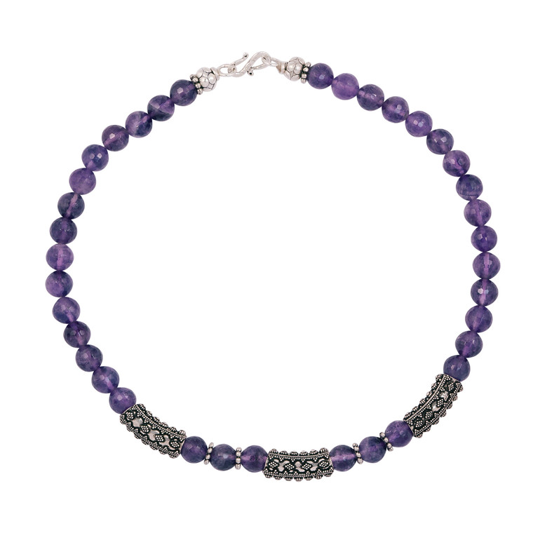 925 Sterling Silver / Faceted Amethyst