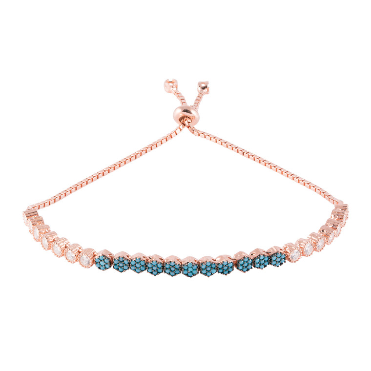 925 Sterling Silver with Rose Gold Overlay / Turquoise / Zircon