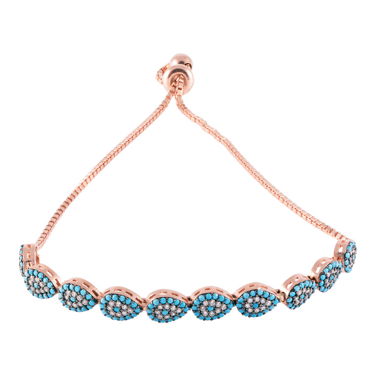 925 Sterling Silver with Rose Gold Overlay / Turquoise / Zircon