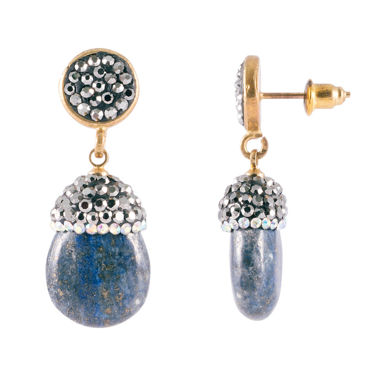 925 Sterling Silver and Yellow Gold Plated / Lapis Lazuli / Marcasite