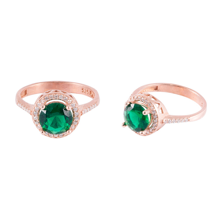 925 Sterling Silver with Rose Gold Overlay / Green Tourmaline / Zircon