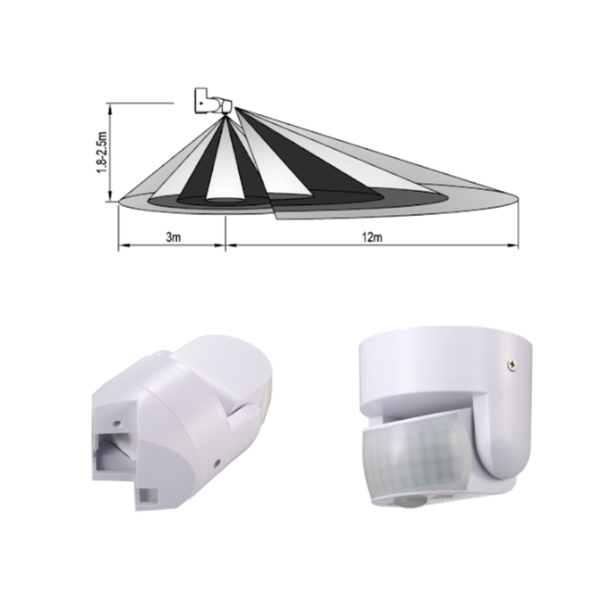 Detector mișcare tavan-perete-colț 180⁰/360⁰ 1200W 15031