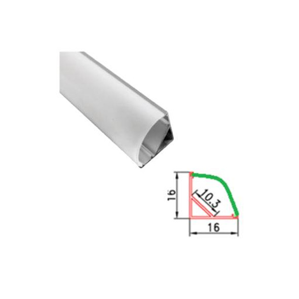 Profil din aluminiu, colț rotund, 16 x 16/10.3 mm x 1 m