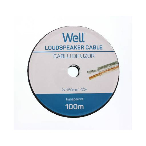 Cablu difuzor transparent, 2 x 1.50 mmp, 100 m