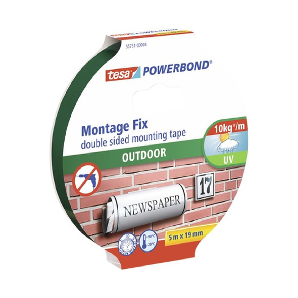 Bandă montaj exterior, Powerbond 5 m x 19 mm