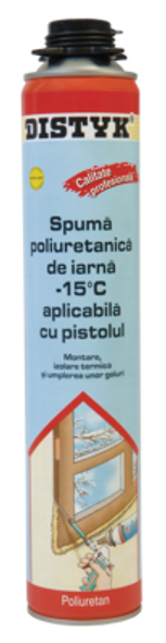 Spumă poliuretanică profesională pentru iarnă, pentru aplicare cu pistolul, 700 ml, Distyk