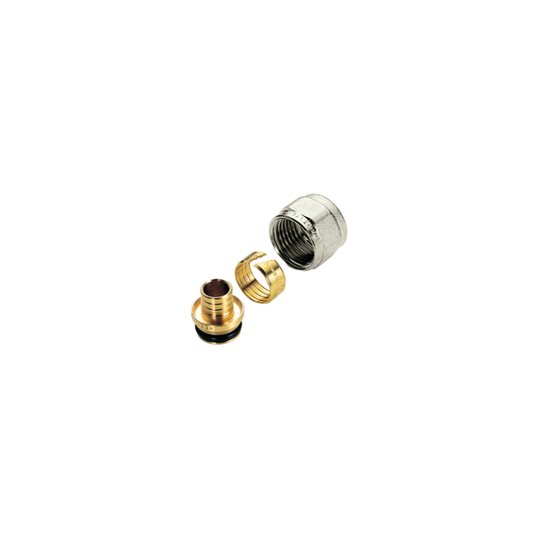 Adaptor nichelat pentru țeavă PEX, 16 x 2 mm - 1/2", filet interior, Tiemme