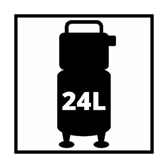 Compresor Einhell TE-AC 24 Silent, rezervor 24 l, 8 bar, 2 cilindri, motor 750 W, absorbție 135 l/min, ieșire la 7 bar 100 l/min,  57 dB LpA