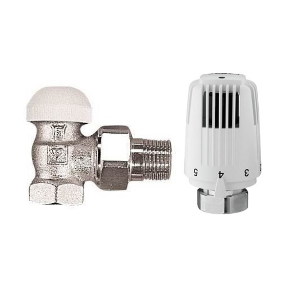 Set robinet termostatic colțar filet interior 1/2" TS-90 + Cap termostatic M 28 x 1,5