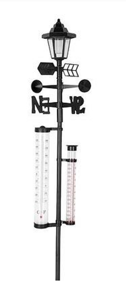 Stație meteo solară SWS29, 158 cm, pluviometru, termometru, lampă solară