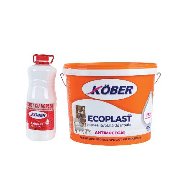 Vopsea lavabilă Ecoplast, 15 l + Amorsă Kober, 3 l