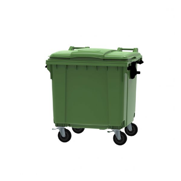 Container de gunoi cu capac plat, verde, 1100 l