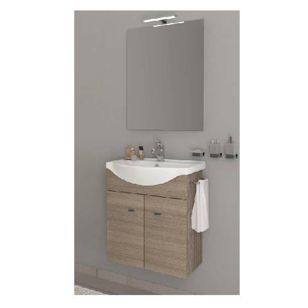 Set mobilier baie Zaffiro, 55 cm (Mască 4287 + Lavoar + Oglindă cu lampă LED 213/EL)