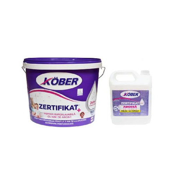 Vopsea lavabilă de interior Kober Zertifikat Plus 15 l + Amorsă Kober 3 l