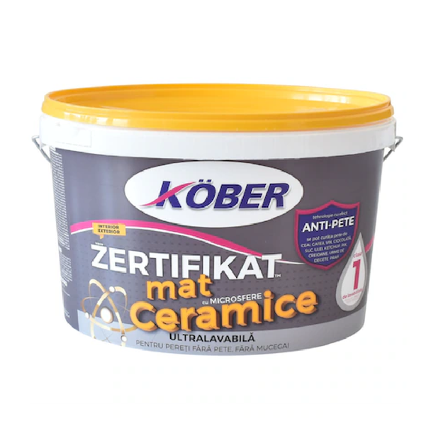 Vopsea lavabilă cu microsfere ceramice, mat, Kober Zertifikat, 8.5 l + Cadou