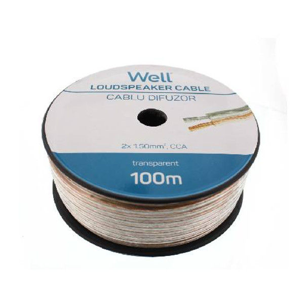 Cablu difuzor transparent, 2 x 1.50 mmp, 100 m