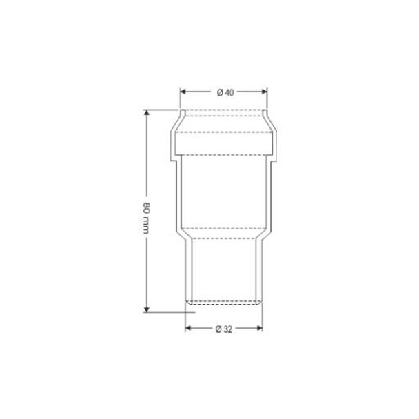 Reducție inversă polipropilenă cu garnitură, intrare Ø40 + ieșire  Ø32 mm