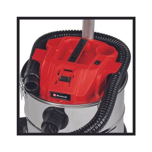 Aspirator fără cablu pentru cenușă Einhell PXC TE-AV 18/15 Li C-Solo, 100 mbar, rezervor 15 l, furtun 1.2 m