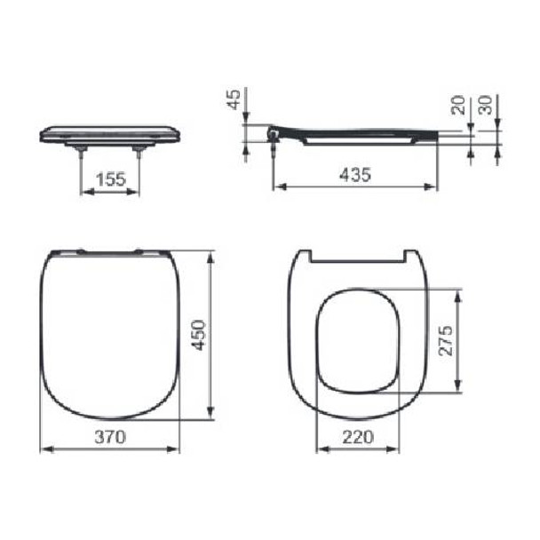 Capac vas WC Tesi, subțire, soft-close