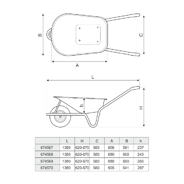 Roabă Evotools cu cadru universal și cuvă 85 l