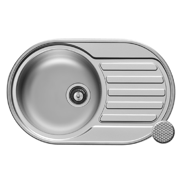 Chiuvetă inox SR Mini, 765 x 480 mm, orientare cuvă stânga