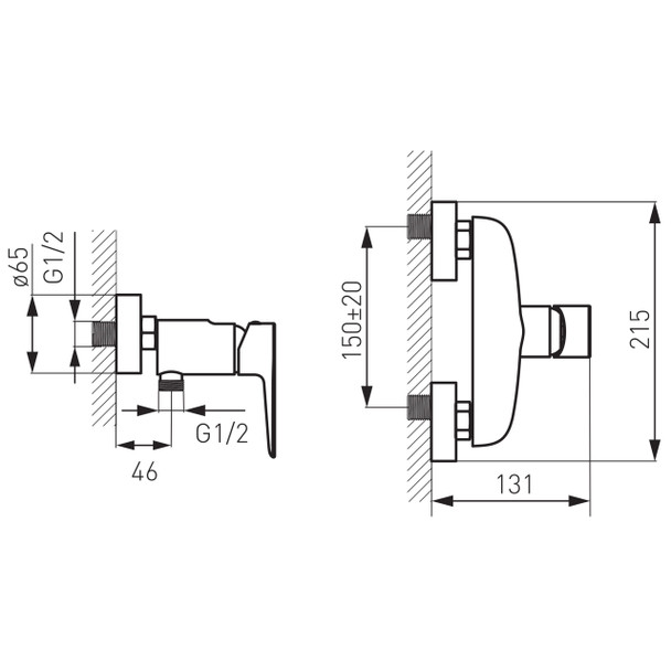 Baterie de perete pentru duș Adore White/Chrome BDR7