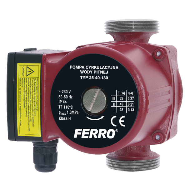 Pompă circulație pentru instalația încălzire, 0203W, 25 - 40/130, Ferro