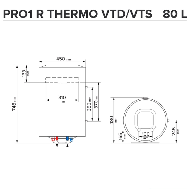 Boiler termoelectric PRO 1 R 80 VTS/VTD
