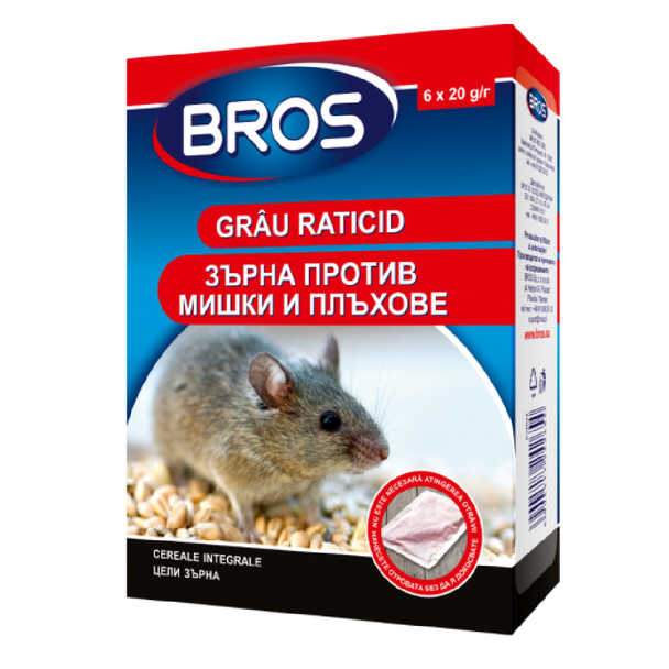 Grâu raticid, 6 plicuri x 20 g