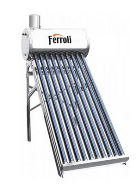 Panou solar nepresurizat din inox, 15 tuburi și boiler 150 l, Ecosole, Ferroli