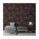 Tapet cu model floral, roșu + negru, 10 x 0.53 m