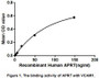 Adenine Phosphoribosyltransferase (APRT) is an enzyme involved in the purine nucleotide salvage pathway. It functions as a catalyst in the reaction between adenine and phosphoribosyl pyrophosphate (PRPP) to form AMP. Besides, Vascular Cell Adhesion Molecule 1 (VCAM1) has been identified as an interactor of APRT, thus a binding ELISA assay was conducted to detect the interaction of recombinant human APRT and recombinant human VCAM1. Briefly, APRT were diluted serially in PBS, with 0.01% BSA (pH 7.4). Duplicate samples of 100uL were then transferred to VCAM1-coated microtiter wells and incubated for 2h at 37℃. Wells were washed with PBST and incubated for 1h with anti-APRT pAb, then aspirated and washed 3 times. After incubation with HRP labelled secondary antibody, wells were aspirated and washed 3 times. With the addition of substrate solution, wells were incubated 15-25 minutes at 37℃. Finally, add 50µL stop solution to the wells and read at 450nm immediately. The binding activity of of APRT and VCAM1 was shown in Figure 1, and this effect was in a dose dependent manner.