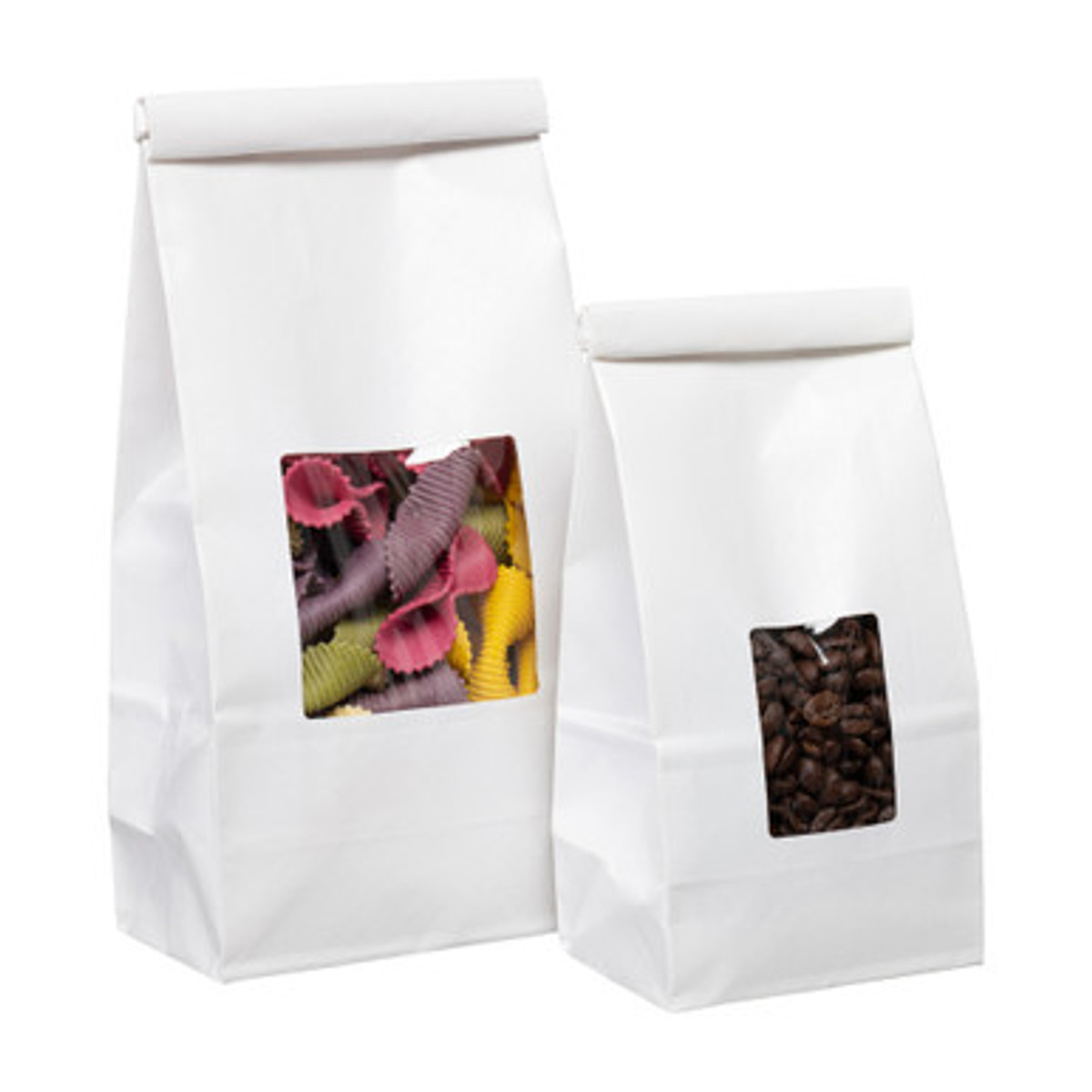 Image of White Coffee Bags with Windows & Tin Ties