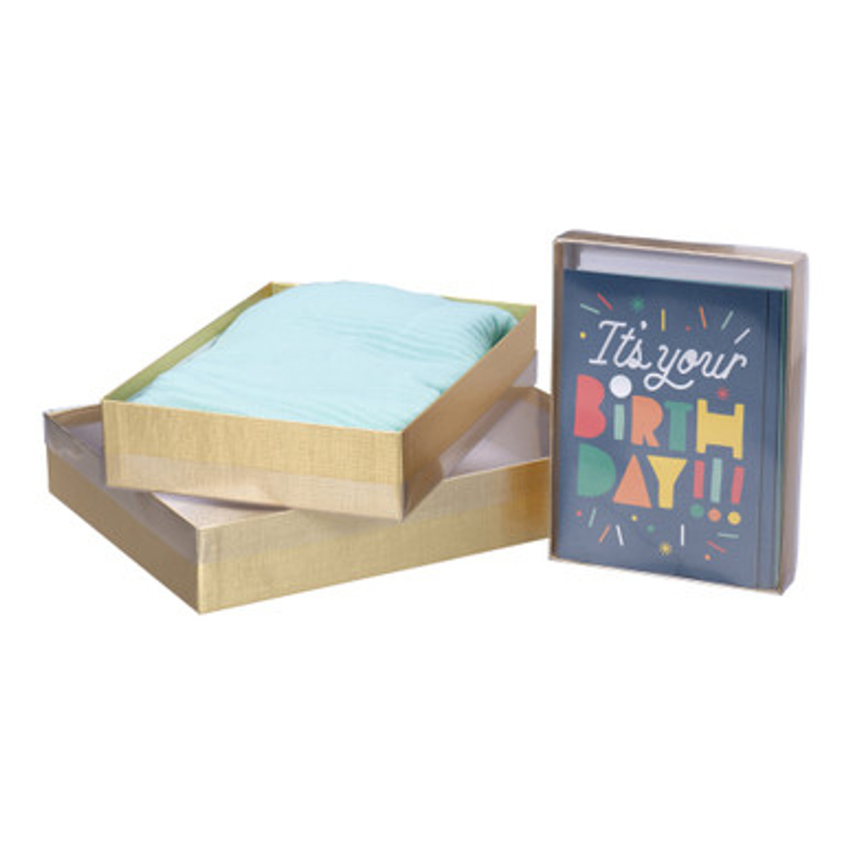 Image of Gold Stationery Boxes with Clear Lids