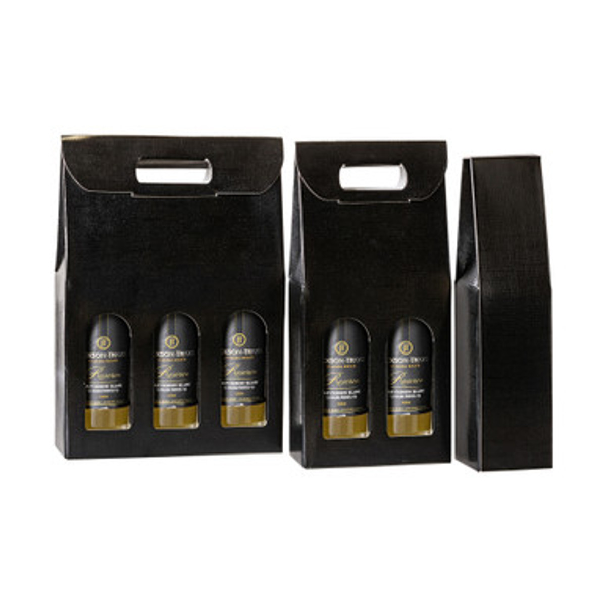 Image of Black Gloss Linen Wine Boxes