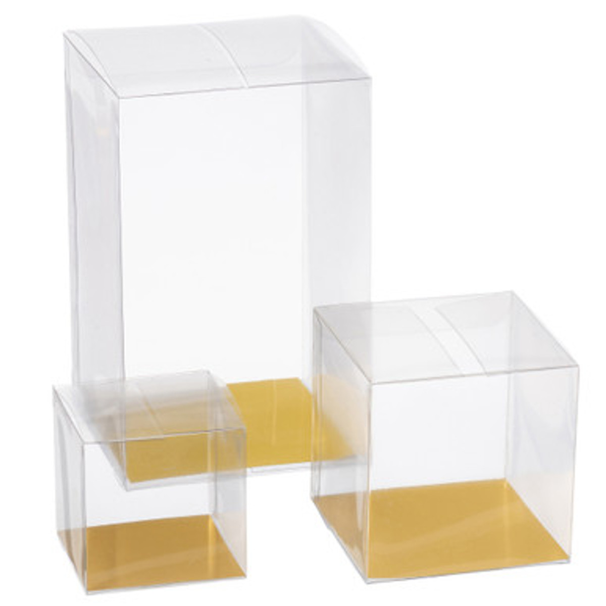 Image of Clear Folding Boxes with Gold Liner Image of Clear Folding Boxes with Gold Liner