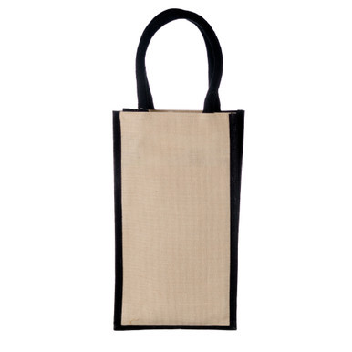 Natural w/Black Trim - Double Bottle Bag w/Black T