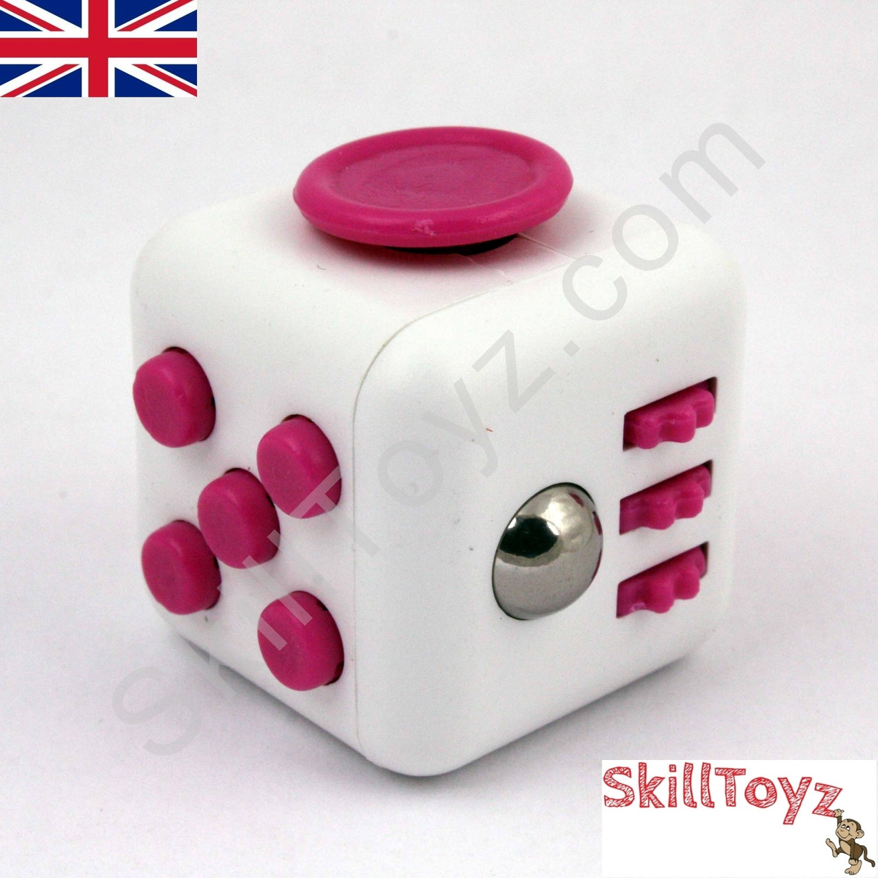 Fidget Cube Toy White And Pink Skilltoyz