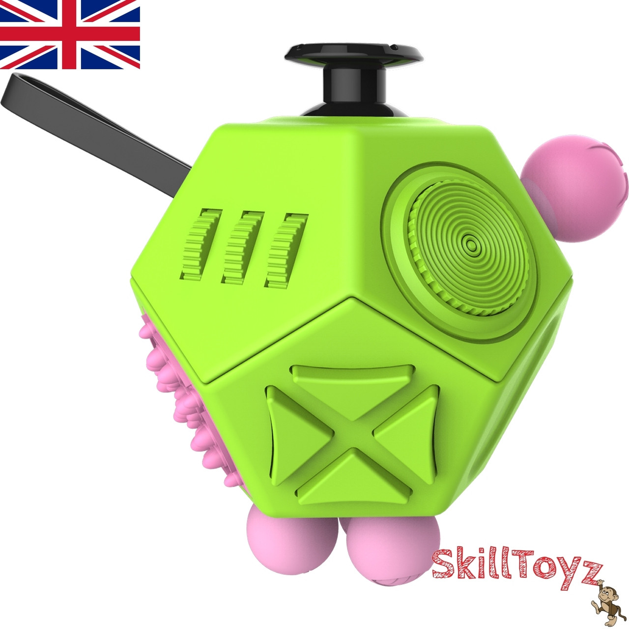 Fidget Cube 12 Sided Desk Toy Green Skilltoyz