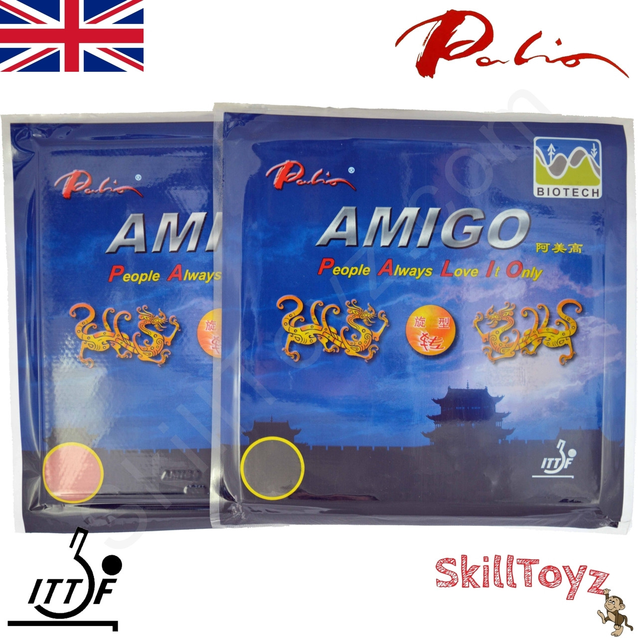 Buy Palio Amigo Biotech Table Tennis Rubbers at SkillToyz UK Store