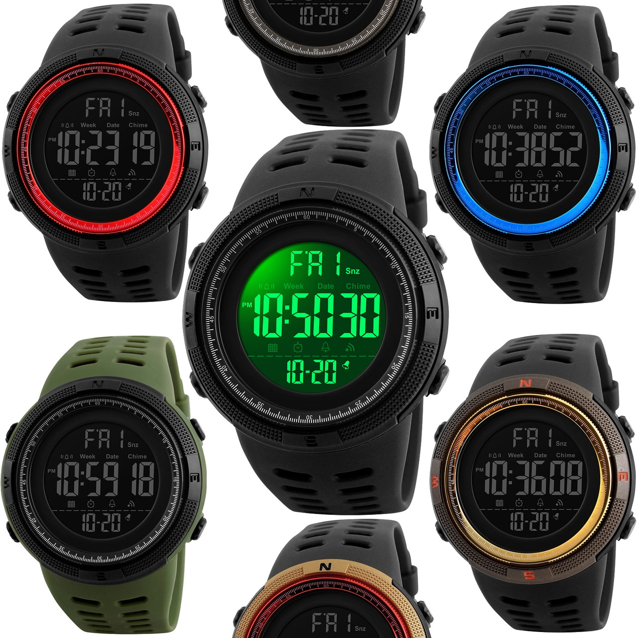 OROLOGIO CRONOGRAFO ANALOGICO e Digitale Uomo Quadrante e Cinturini
