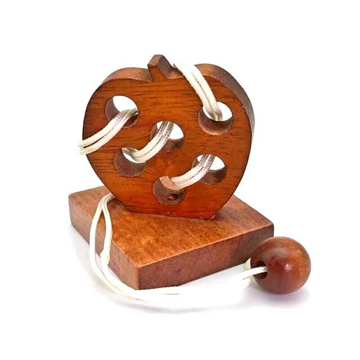 IQ Wood and Rope Brain Teaser Puzzle Heart - SkillToyz
