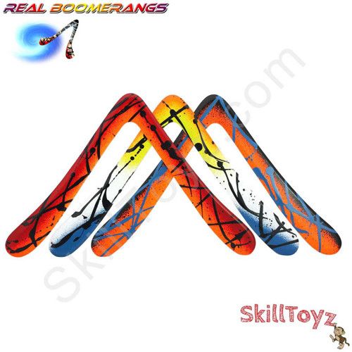 The Kick Ass Aussie Round weighted phenolic sports boomerang by Real Boomerangs of Australia. Each one is hand made and every boomerang is unique. Colours vary. This photo shows a few of the colours. Each boomerang is allocated at random. 