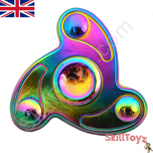Finger Spinner toy made from Zinc Alloy  with a beautiful rainbow finish. 