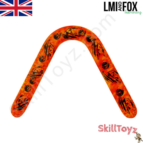 LMI and Fox Boomerangs Spinback 44 Tomahawk carbon Malibu edition orange RIGHT HANDED boomerang. An advanced heavy, long range boomerang with a beautiful finish for experienced throwers. 