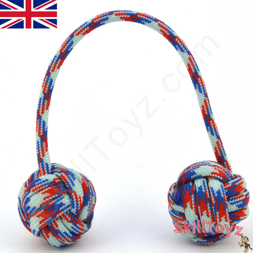Monkey Fist Paracord Begleri 5 Inch red white and blue Edition For sale at skilltoyz.com