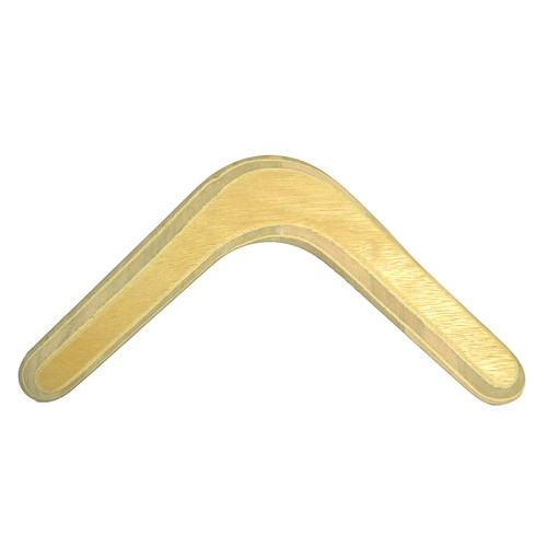 12 inch raw hardwood ply returning wooden boomerang by Wycheproof Boomerangs of Australia. Right Handed. A nice, simple beginners boomerang.