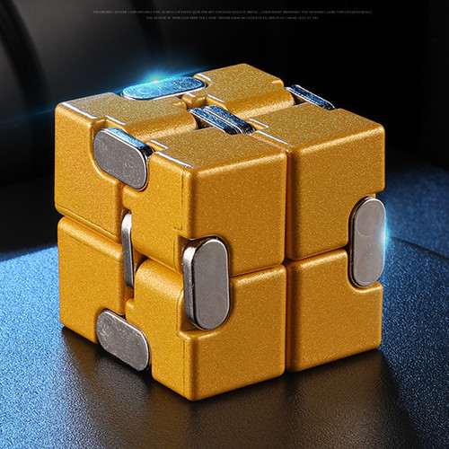 Premium Metal Infinity Fidget Cube Yellow